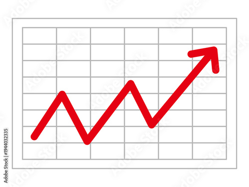 右肩上がりの上昇グラフのイラスト素材