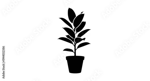 Minimalist Black Plant Illustration in Pot for Interior Decor