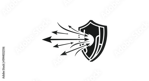 Shield deflecting arrows protection security concept