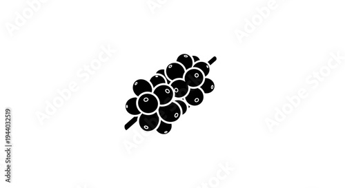 Black Grapes Cluster Close-Up on White Background