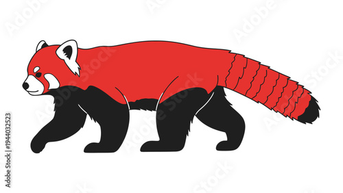 Playful Red Panda in Motion: A vibrant red panda strides forward, its distinctive fur and curious expression captivating the viewer.