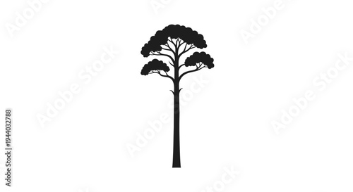 Minimalist Tree Silhouette with White Background for Nature Themes