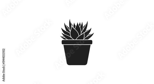 Minimalist Black and White Illustration of Potted Plant
