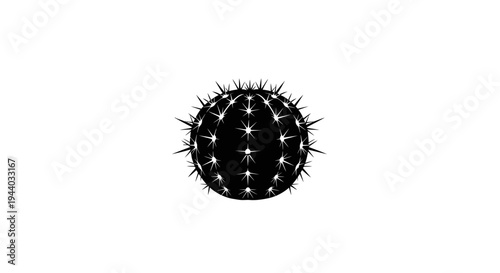 Stylized Cactus Illustration with Spines and Shadows