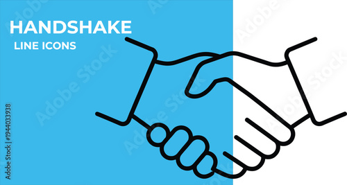 Handshake Line Icon With Blue Background And White Space business