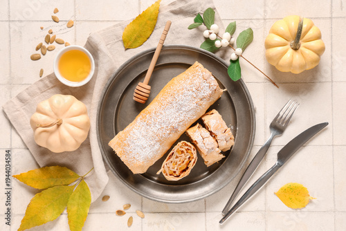 Plate with tasty pumpkin st...