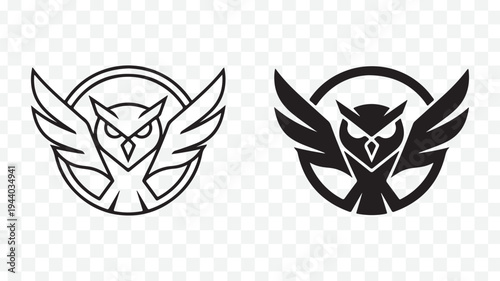 Owl Emblems for Business and Design isolated on Transparent Background