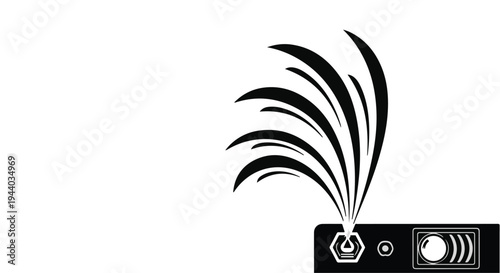 Black and white illustration of a smartphone with sound waves