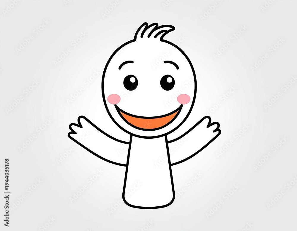 Fototapeta premium A smiling character with open arms, suitable for illustrations, greeting cards or children's products