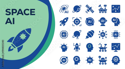 Space AI concept icons represent artificial intelligence integration in.