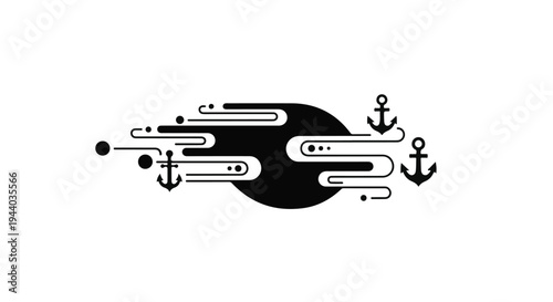 nautical theme graphic design elements anchors lines
