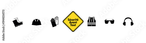 sécurité avant tout text on white background. safety first in french language