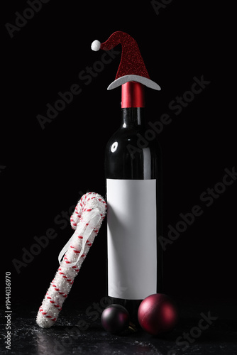 Bottle of wine with Christm...