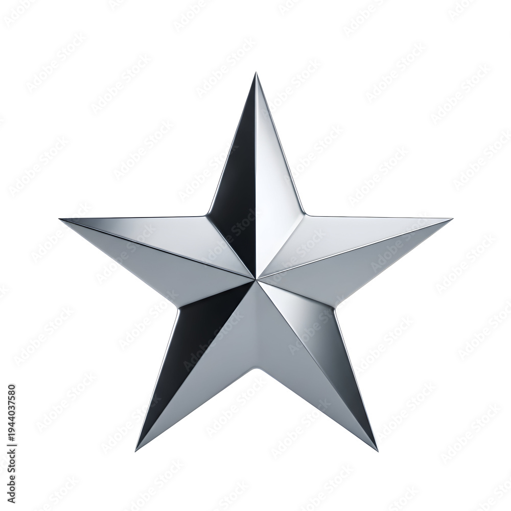 Obraz premium A shiny silver star on a transparent background