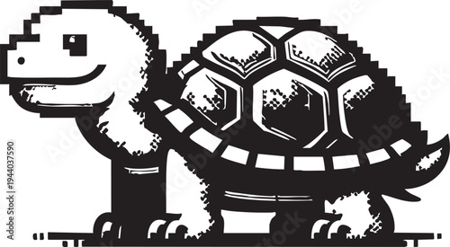 Pixel art turtle vector: retro 8-bit style illustration eps silhouette