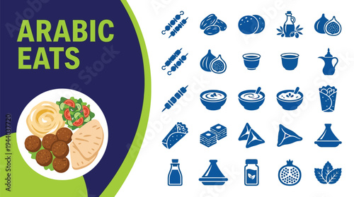 Plate of delicious Arabic falafel served with pita bread and fresh salad.