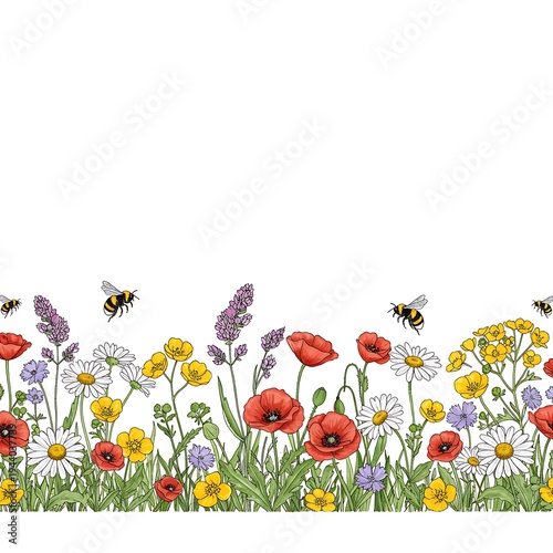 Wildflower Meadow: Delicate Line Art
