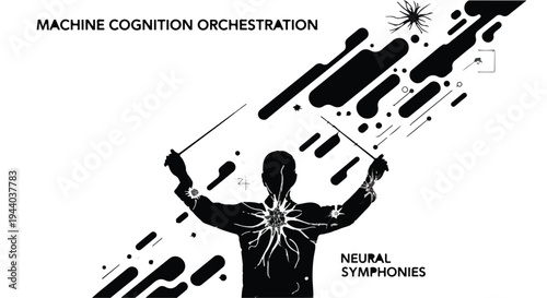 neural network concept with conductor controlling symphony