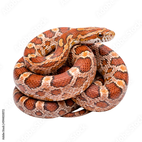 Картината върху платно Captivating photograph of a vibrant corn snake, coiled elegantly with its head raised