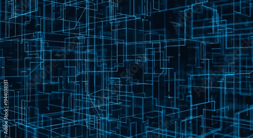 Abstract blue digital network grid pattern background.