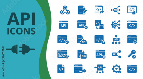 API icons represent application programming interface connectivity.