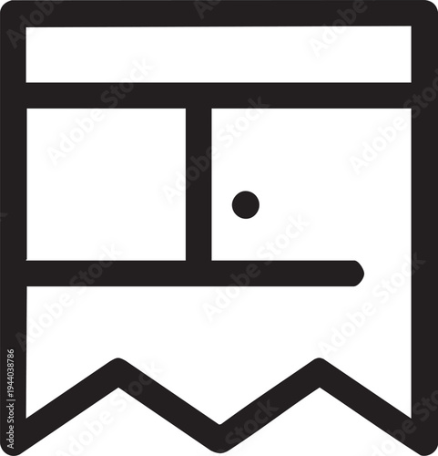 Vector icon of a drawer, cabinet, or file storage with zigzag bottom eps silhouette