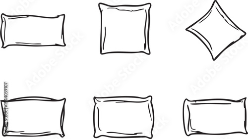 Pillow vector set: hand-drawn pillow illustrations for design projects eps silhouette
