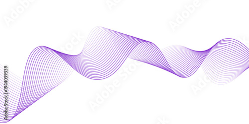 Abstract purple smooth wave on a white background. Dynamic sound wave. Design element modern.