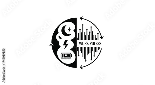 work life balance concept with sound waves and brain