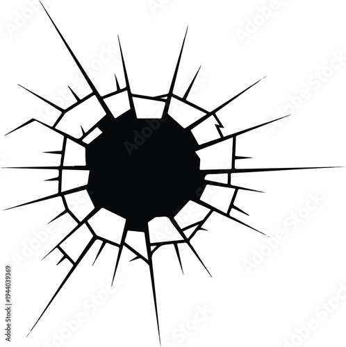 Shattered Glass Effect Graphic Design Element with Radial Cracks