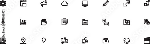 Collection of black and white doodle style vector icons for ui and web design eps silhouette