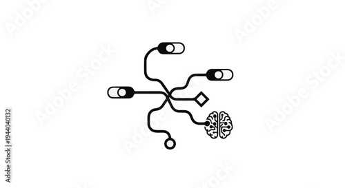 Black and white illustration of neural network with connections