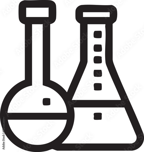 Science lab beakers vector icon - chemistry and experiment symbol eps silhouette