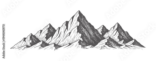 Jagged mountain range rendered in a monochromatic style peak monochrome