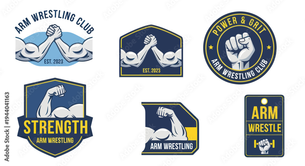Fototapeta premium Arm Wrestling Club Logos and Emblems Collection