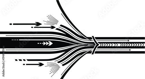 black and white abstract arrow design element