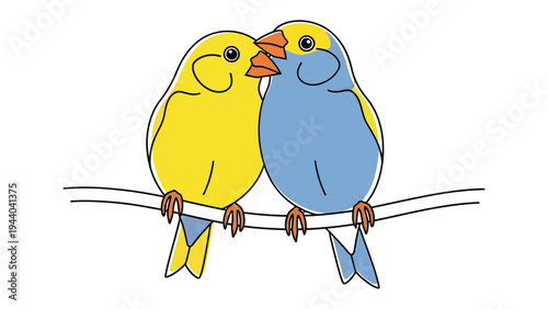 Couple birds on the wire: Two birds sit side by side on a wire, creating a touching moment of love. Capturing the pure joy and triumph