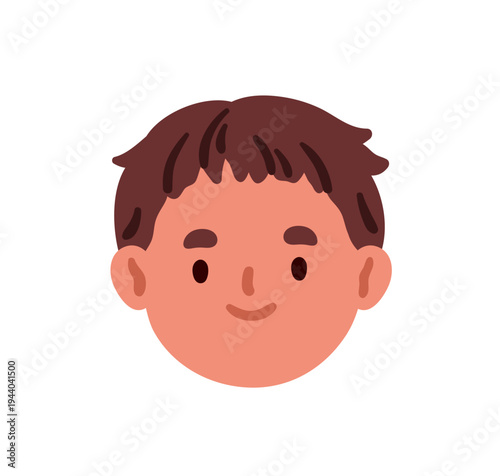 Cute little boy, face avatar. Smiling child, head portrait, user profile. Pre...