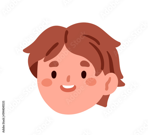 Cute little boy, head portrait. Happy smiling kindergarten child, face avatar...