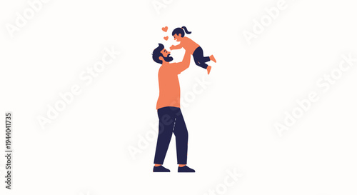 A loving father holding his happy daughter high in the air, expressing joy and affection and strengthening their bond.