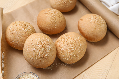 Baking paper of fresh buns ...