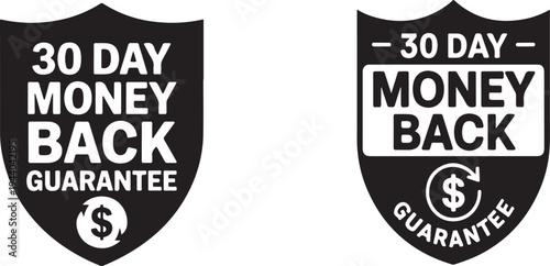 Shield shape money back guarantee vector icons for customer security