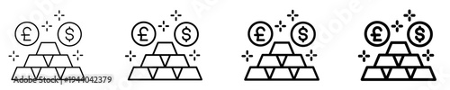 Currency Exchange  Icon Set Different Style Collection