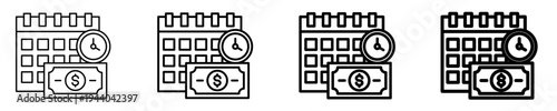 Financial Calendar  Icon Set Different Style Collection