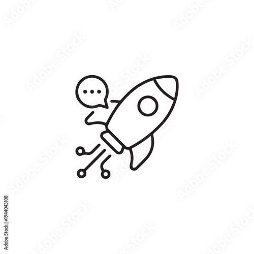 Startup Rocket Line Icon – Business Launch Outline Vector Symbol