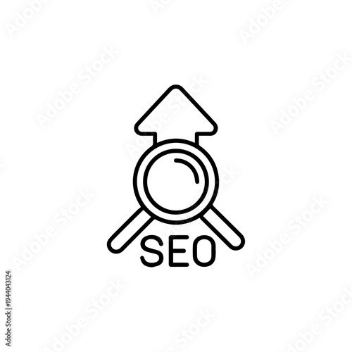 SEO Optimization Line Icon – Search Engine Marketing Vector Symbol
