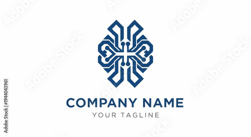 Abstract digital brain logo with circuitry patterns and company name placeholder.