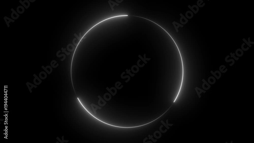 Abstract glowing white neon loading bar circle animated background 4k video. neon line circle frame icon