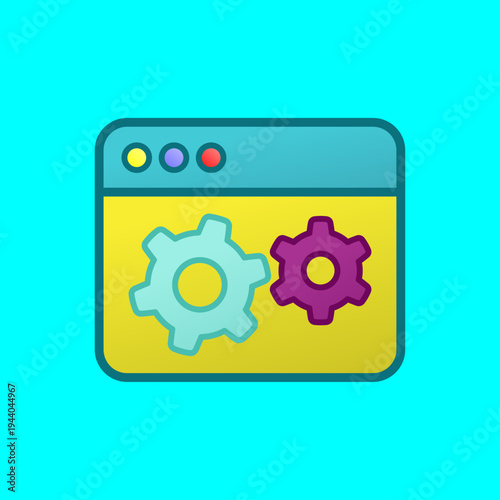 Web Browser Settings Icon flat illustration