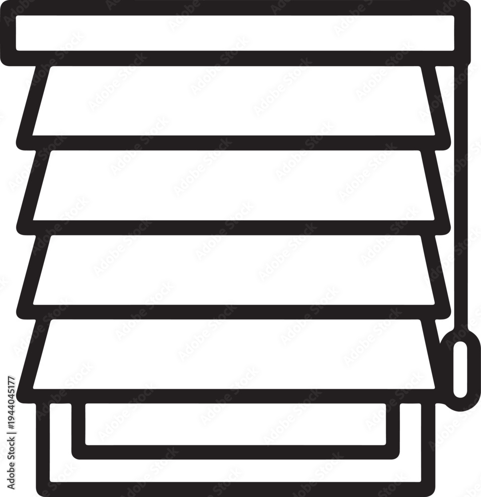 Fototapeta premium Illustration of black and white illustration of a window blind with cord